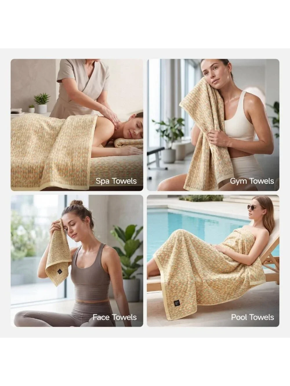 8-Piece Yellow Towel Set - 2 Bath Towels, 2 Hand Towels, 4 Washcloths, Soft